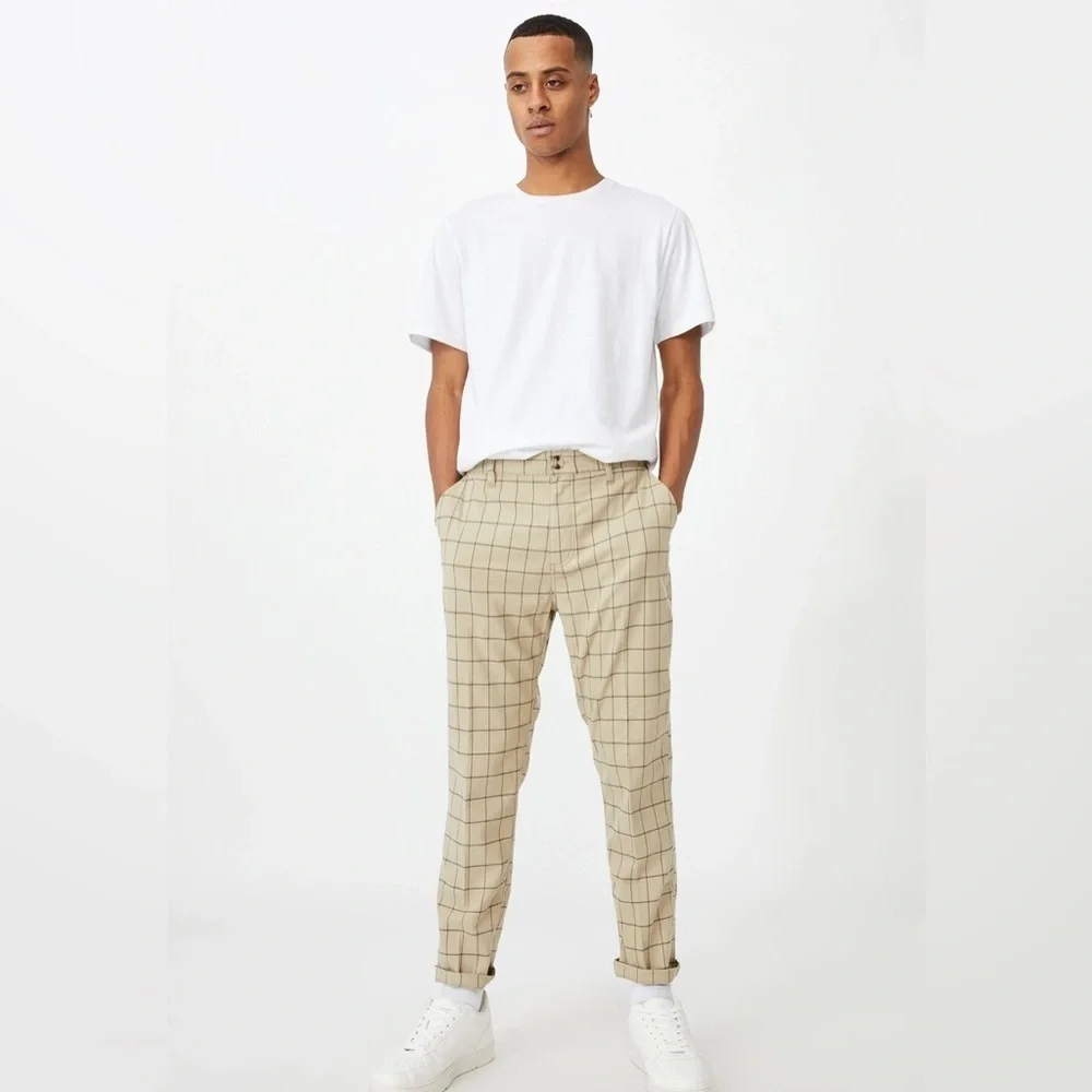 NWT - Cotton On Oxford Trousers in Beige Window - Size 28